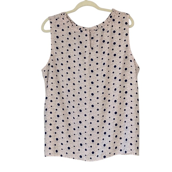 Talbots‎ pink/navy polka dots gathered high neckline sleeveless blouse. Size 2X - Picture 2 of 11